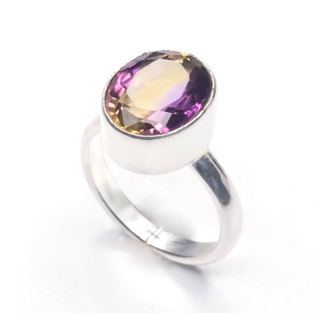 Energized Ametrine Ring In Sterling Silver With 925 Hallmark