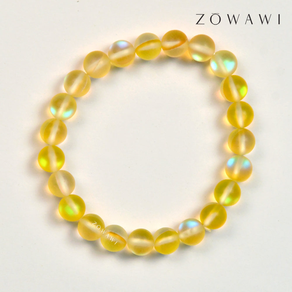Energized Yellow Aura Quartz Bracelet 8mm Beads Size