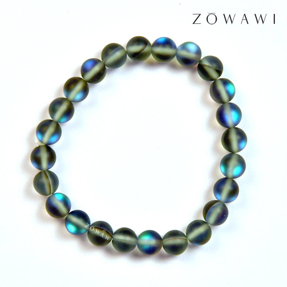 Energized Grey Aura Quartz Bracelet 8mm Beads Size