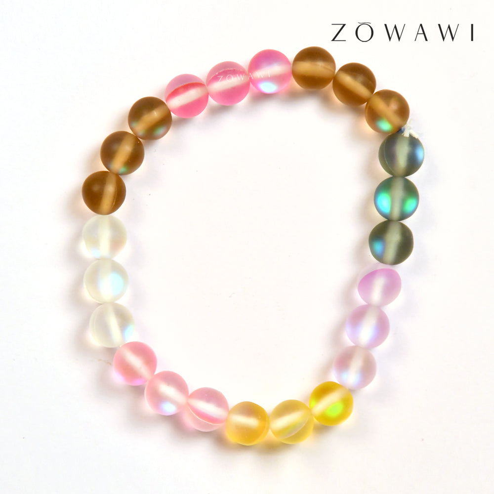 Energized Multi Aura Quartz Bracelet 8mm Beads Size