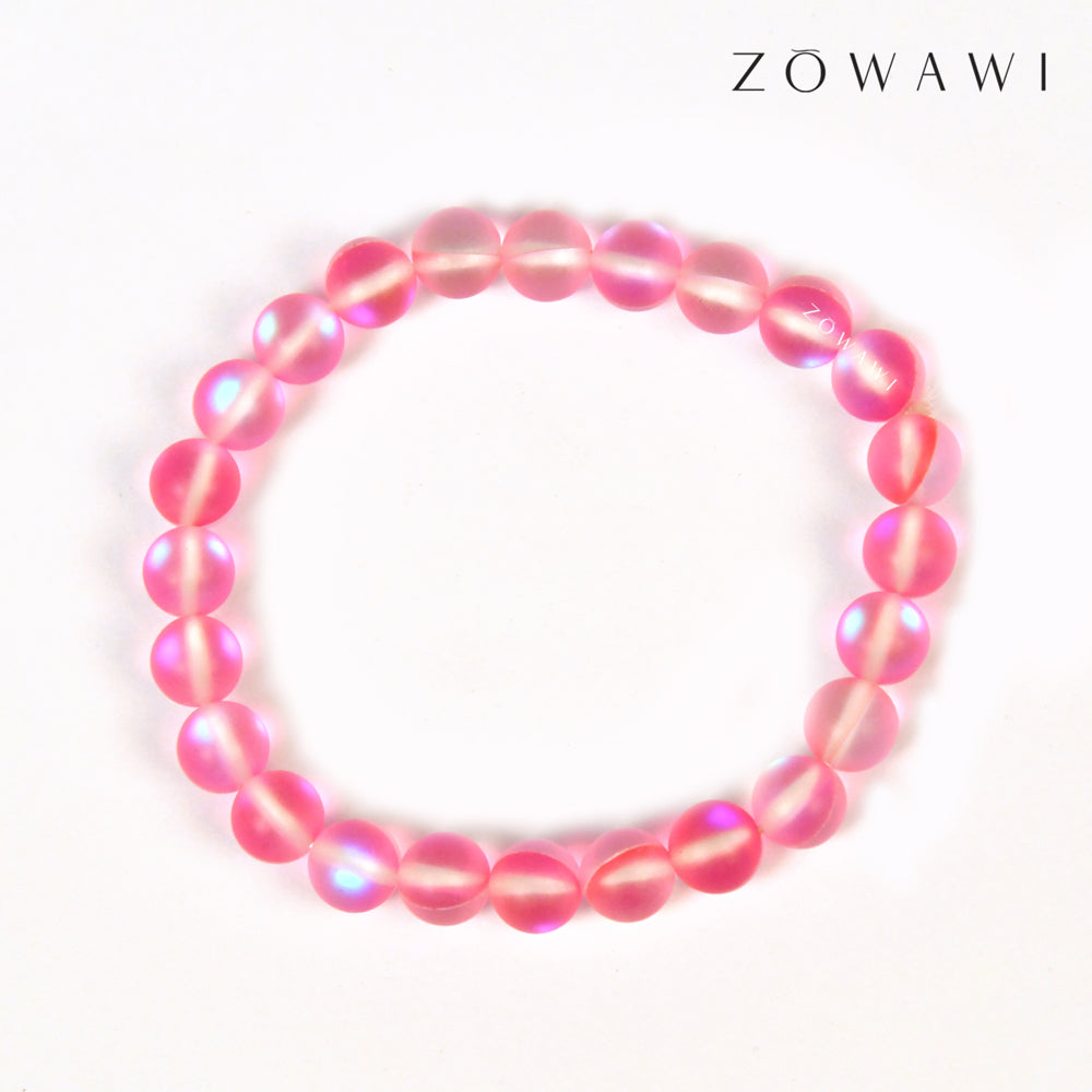 Energized Pink Aura Quartz Bracelet 8mm Beads Size