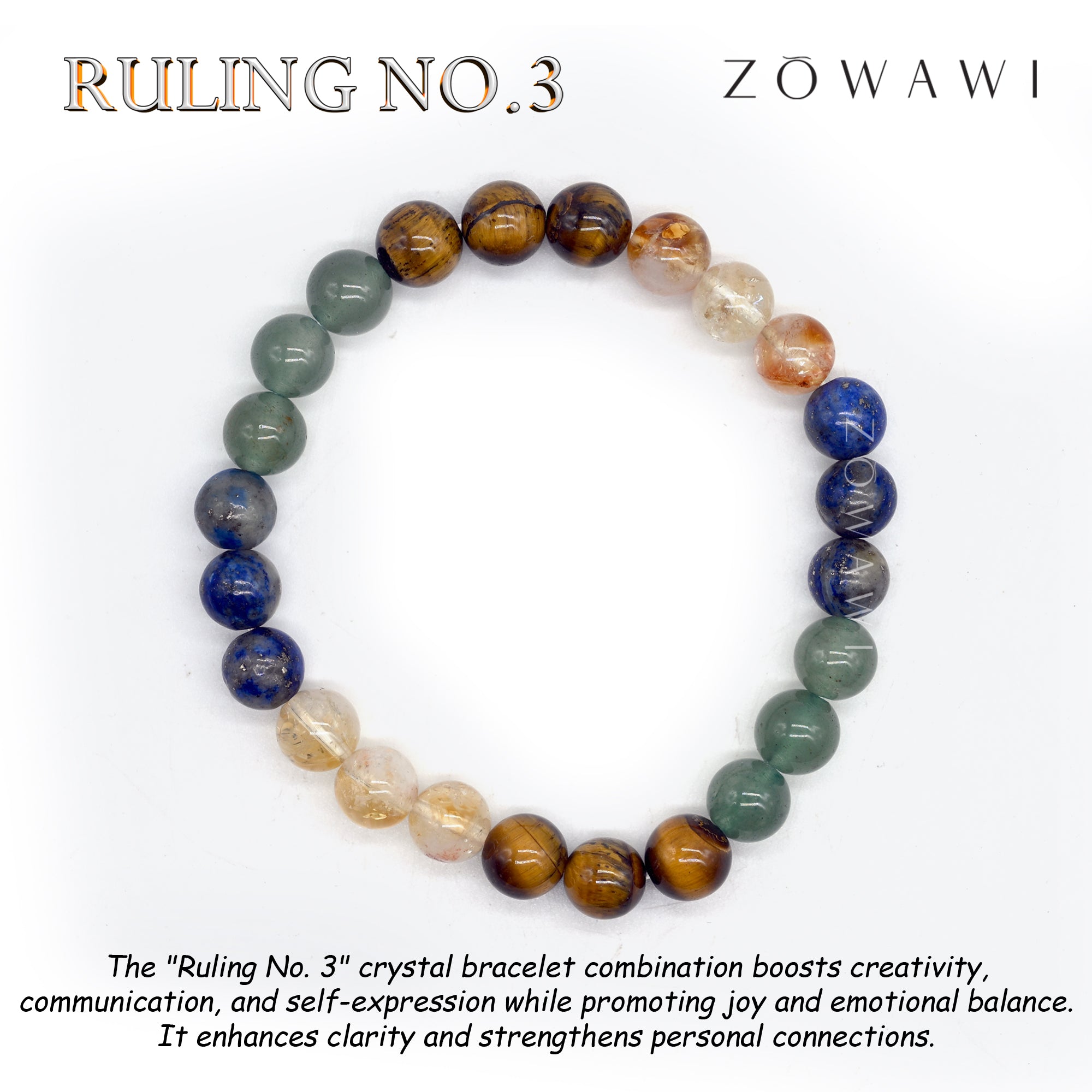 For Ruling No 3 Crystal Combination Bracelet