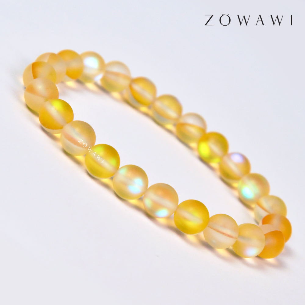 Energized Yellow Aura Quartz Bracelet 8mm Beads Size
