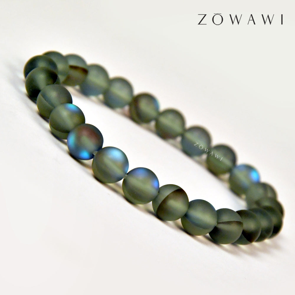 Energized Grey Aura Quartz Bracelet 8mm Beads Size