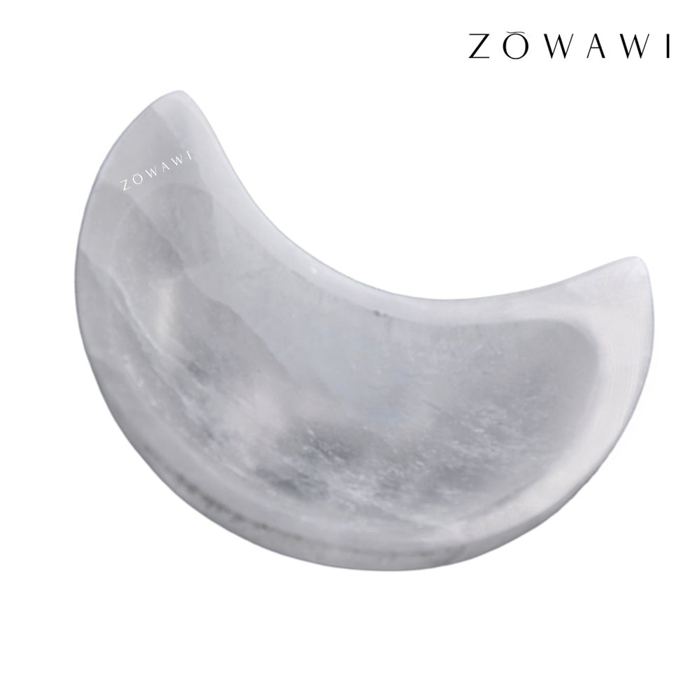Energized Selenite Moon Bowl 10cm Size