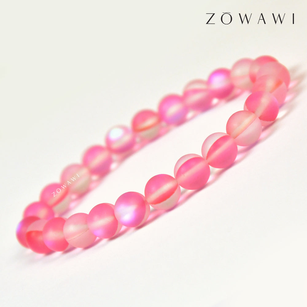 Energized Pink Aura Quartz Bracelet 8mm Beads Size