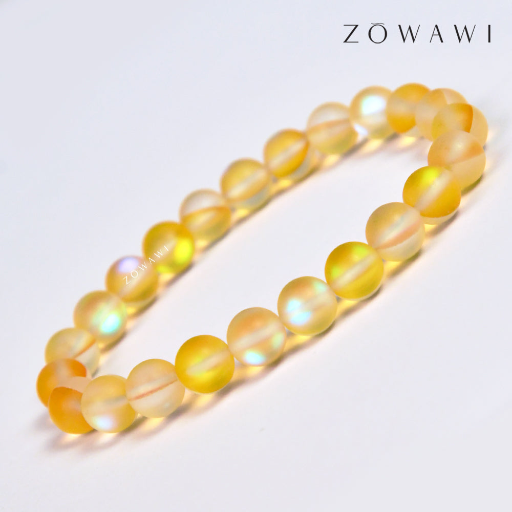 Energized Yellow Aura Quartz Bracelet 8mm Beads Size