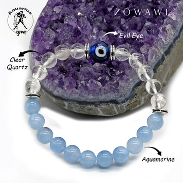 Aquarius Bracelet Kumbh Rashi Bracelet 8mm Beads Size