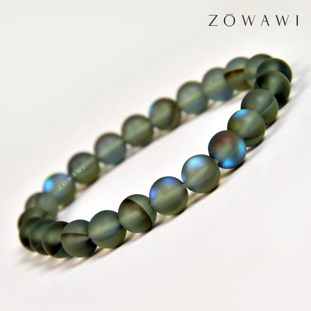Energized Grey Aura Quartz Bracelet 8mm Beads Size