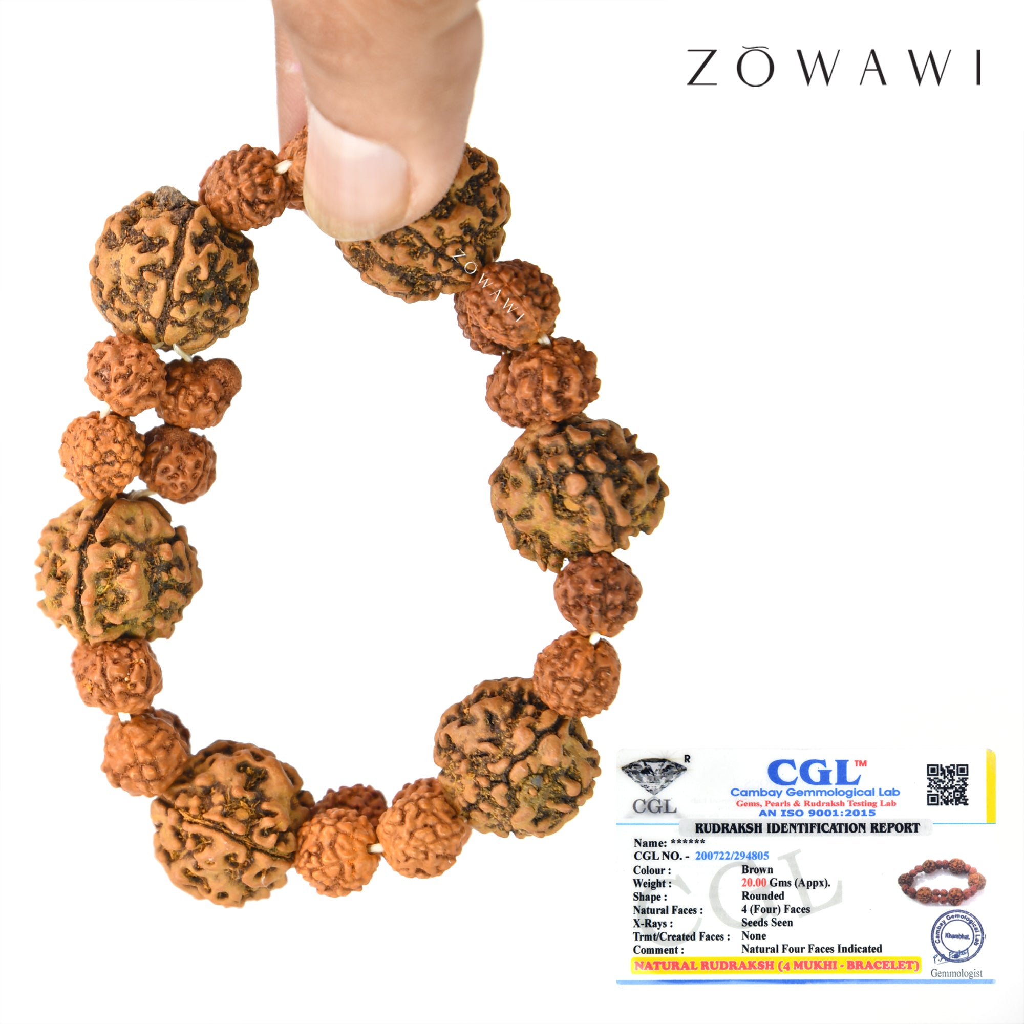 Energized Natural 4 Mukhi Rudraksha Bracelet