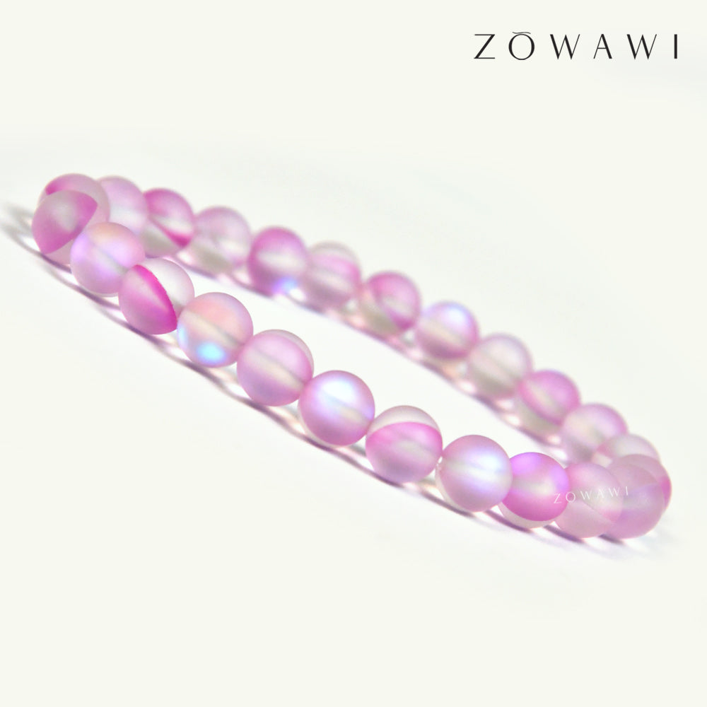 Energized Pink Angel Aura Quartz Bracelet 8mm Beads Size