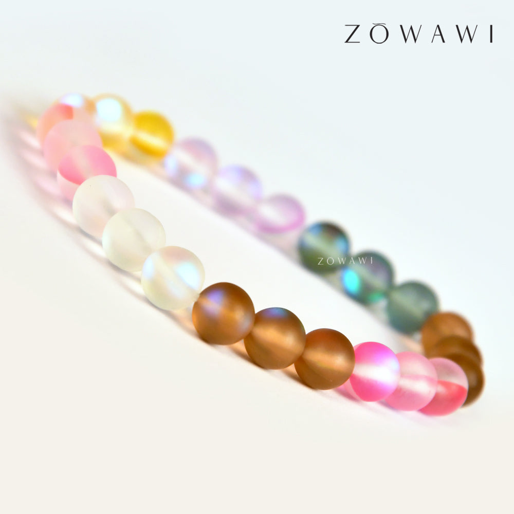 Energized Multi Aura Quartz Bracelet 8mm Beads Size