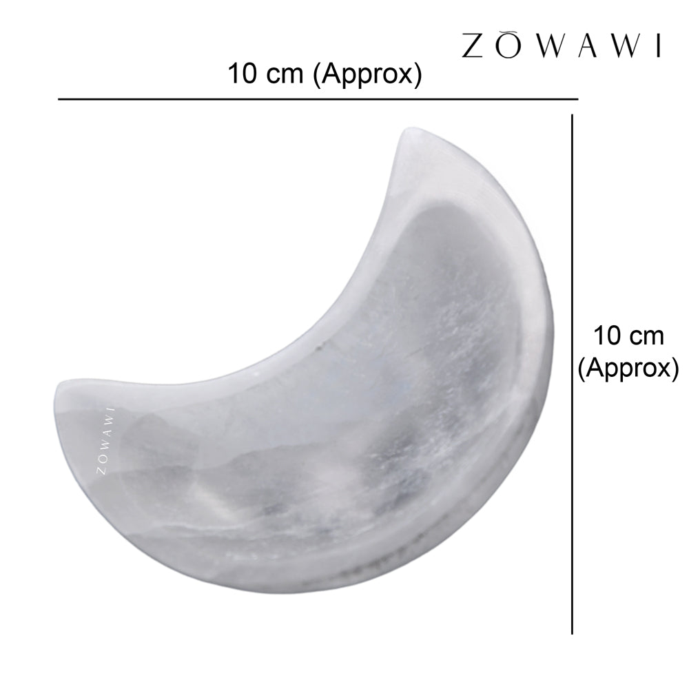 Energized Selenite Moon Bowl 10cm Size