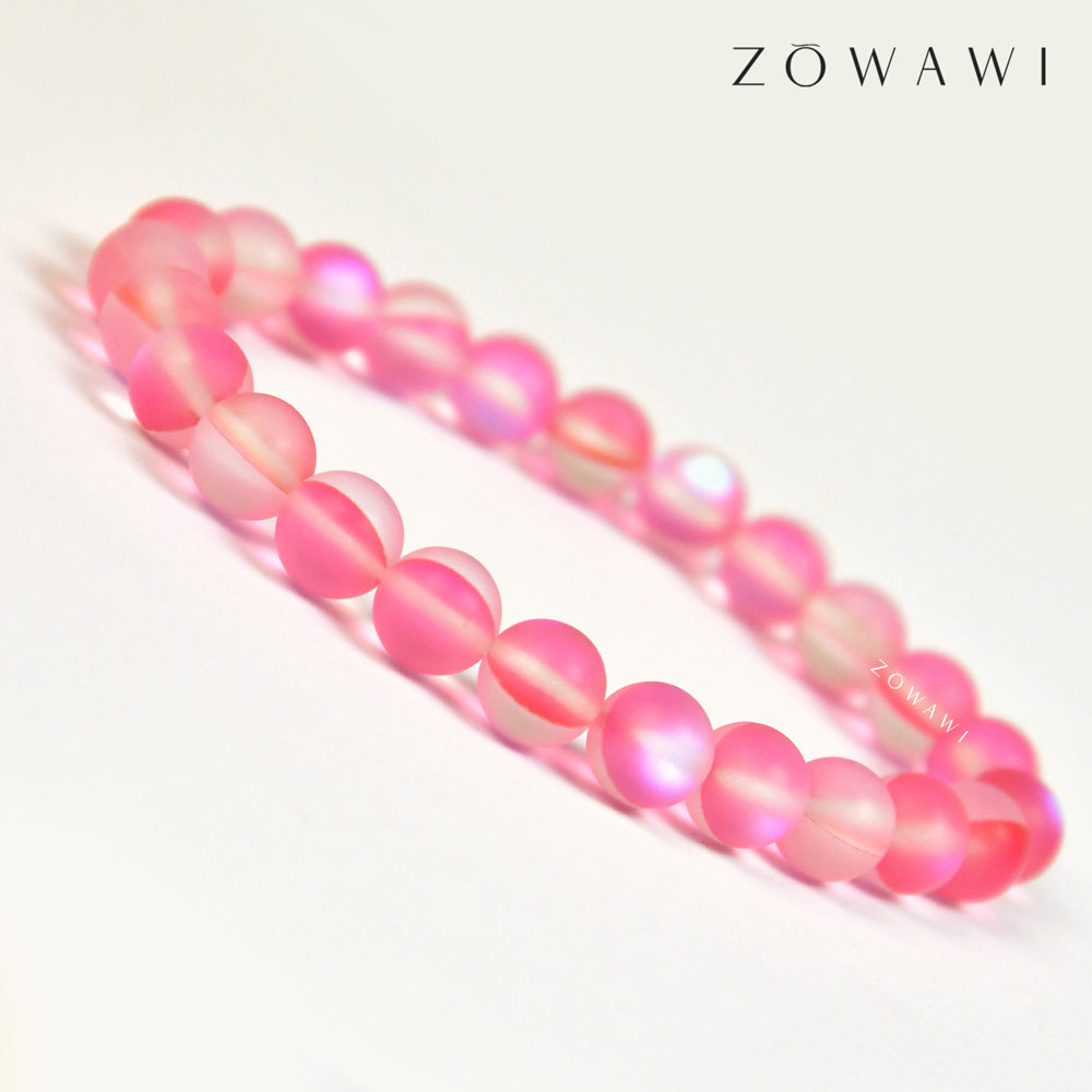 Energized Pink Aura Quartz Bracelet 8mm Beads Size
