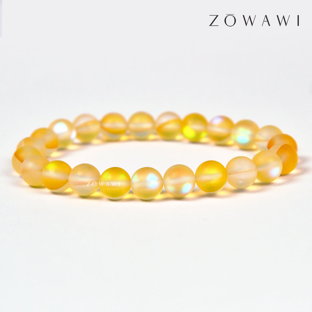 Energized Yellow Aura Quartz Bracelet 8mm Beads Size