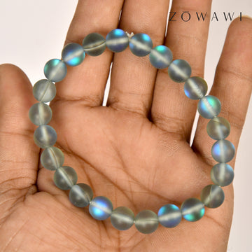 Energized Grey Aura Quartz Bracelet 8mm Beads Size
