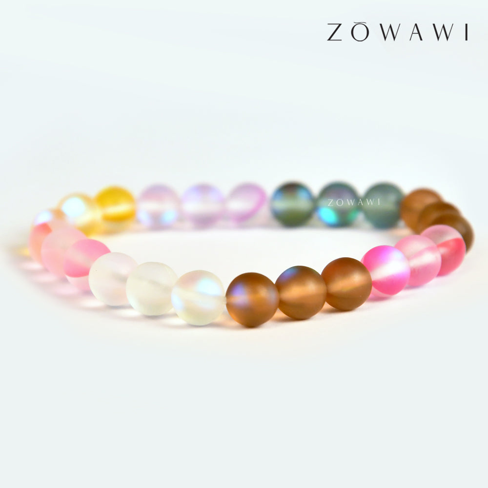 Energized Multi Aura Quartz Bracelet 8mm Beads Size