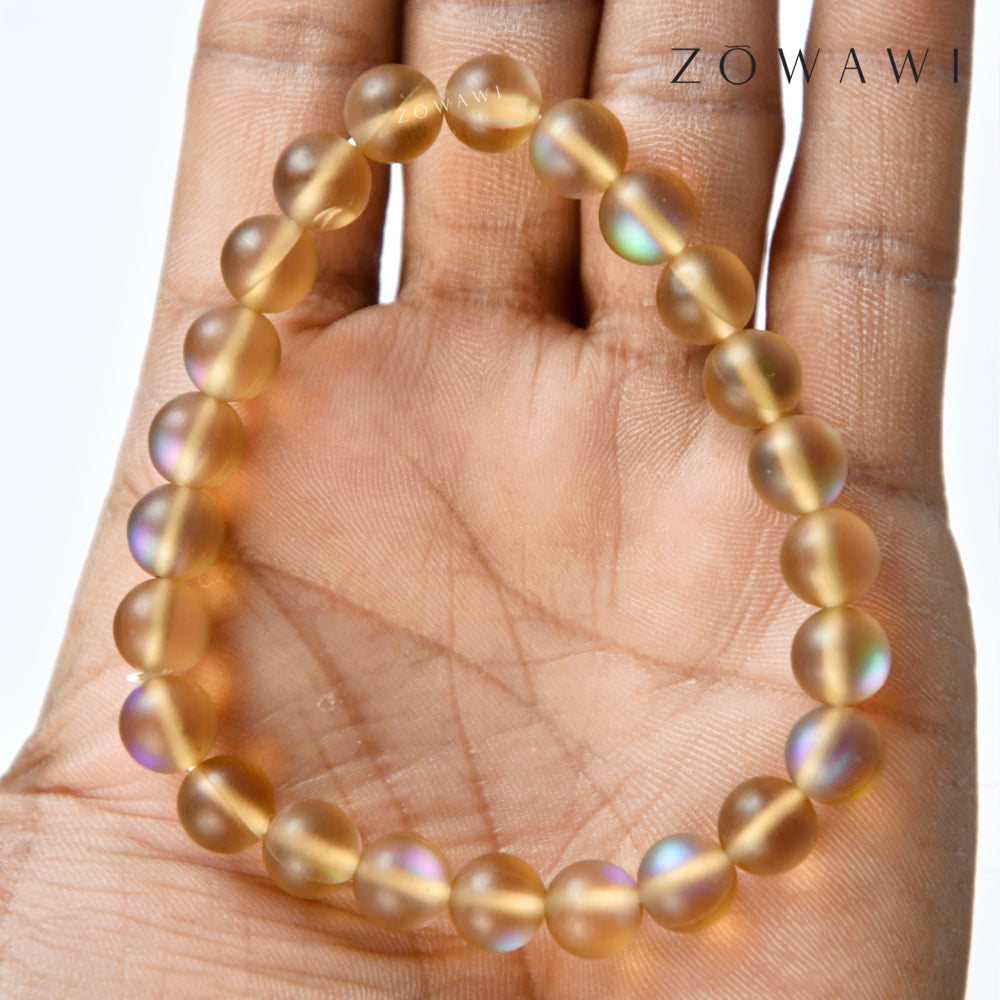 Energized Peru Aura Quartz Bracelet 8mm Beads Size