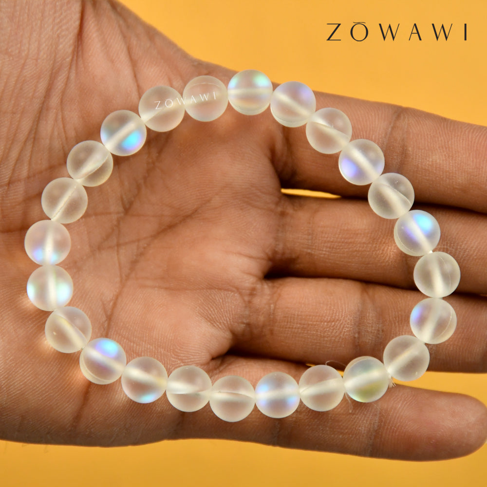 Energized Crystal Aura Quartz Bracelet 8mm Beads Size