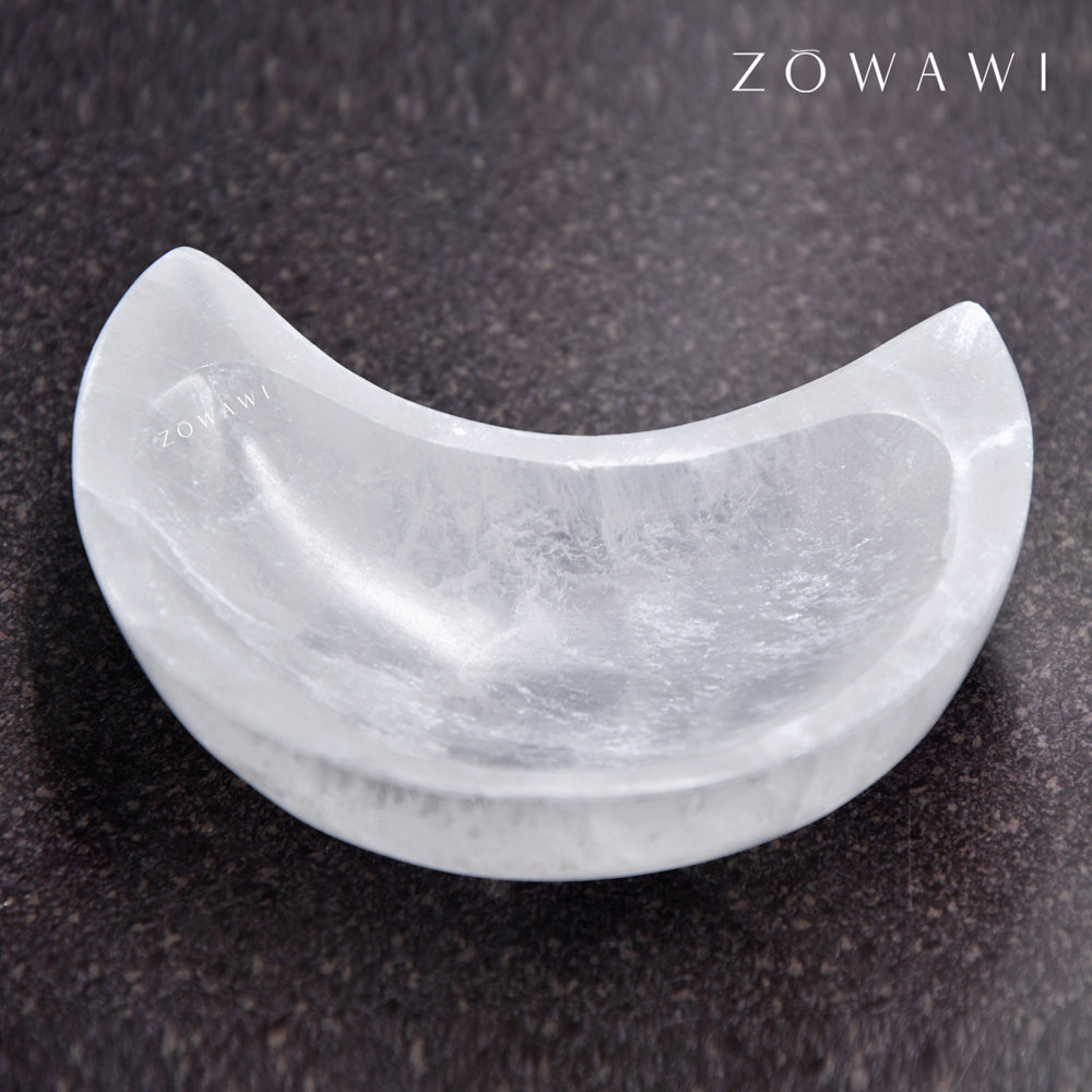 Energized Selenite Moon Bowl 10cm Size