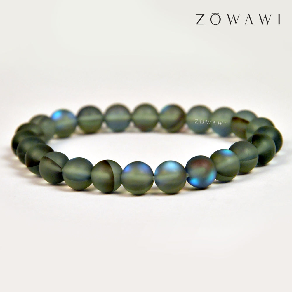 Energized Grey Aura Quartz Bracelet 8mm Beads Size