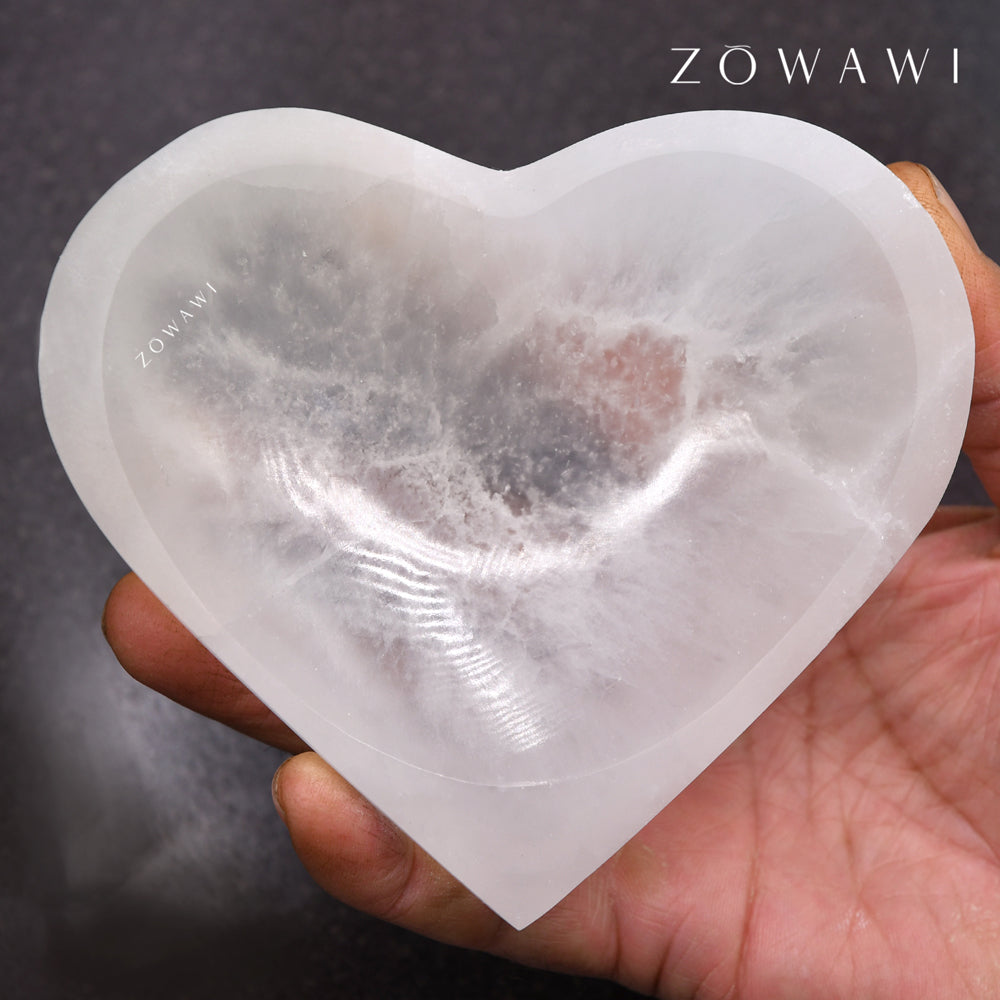 Energized Selenite Heart Shape Bowl 10cm Size (4 inch)