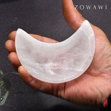 Energized Selenite Moon Bowl 10cm Size