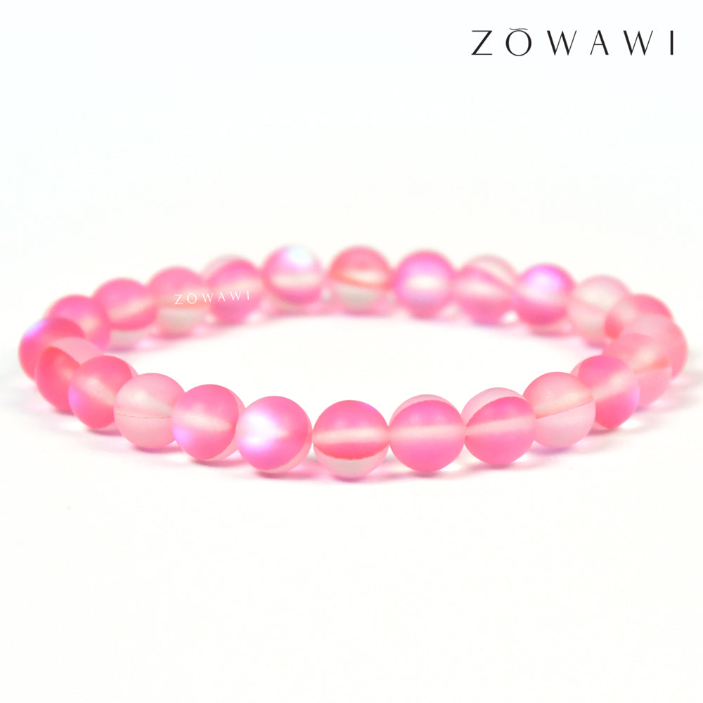 Energized Pink Aura Quartz Bracelet 8mm Beads Size