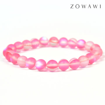 Energized Pink Aura Quartz Bracelet 8mm Beads Size