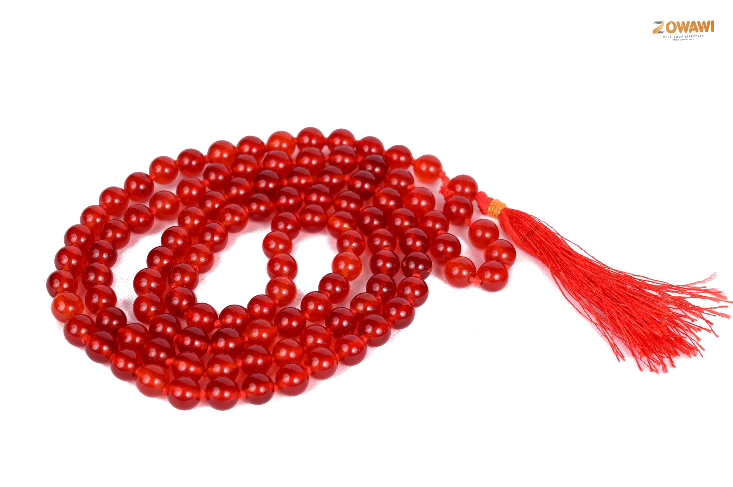 Natural Carnelian Mala Rosary 8mm Beads Size 108 +1 = 109 Beads