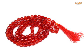 Natural Carnelian Mala Rosary 8mm Beads Size 108 +1 = 109 Beads