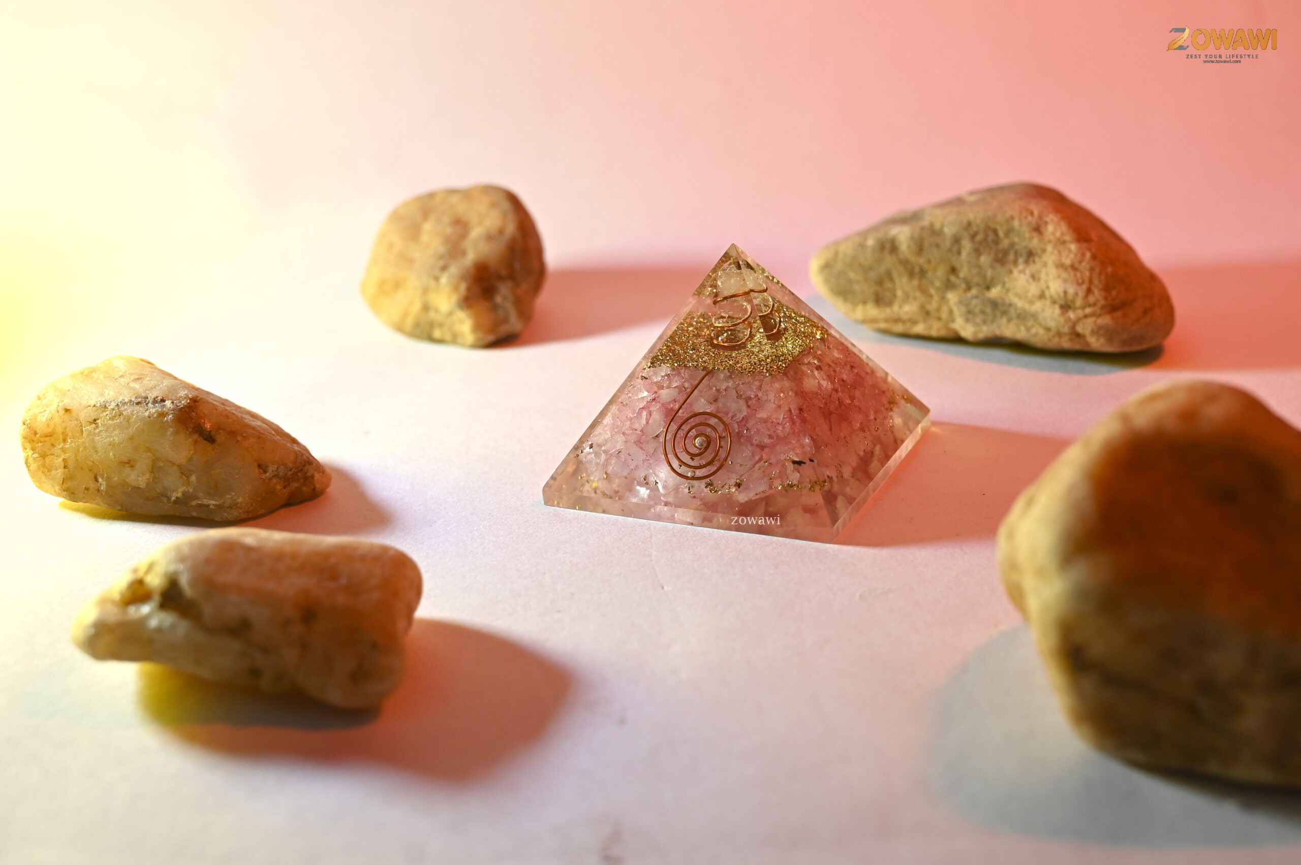Energized Rose Quartz Orgonite Pyramid