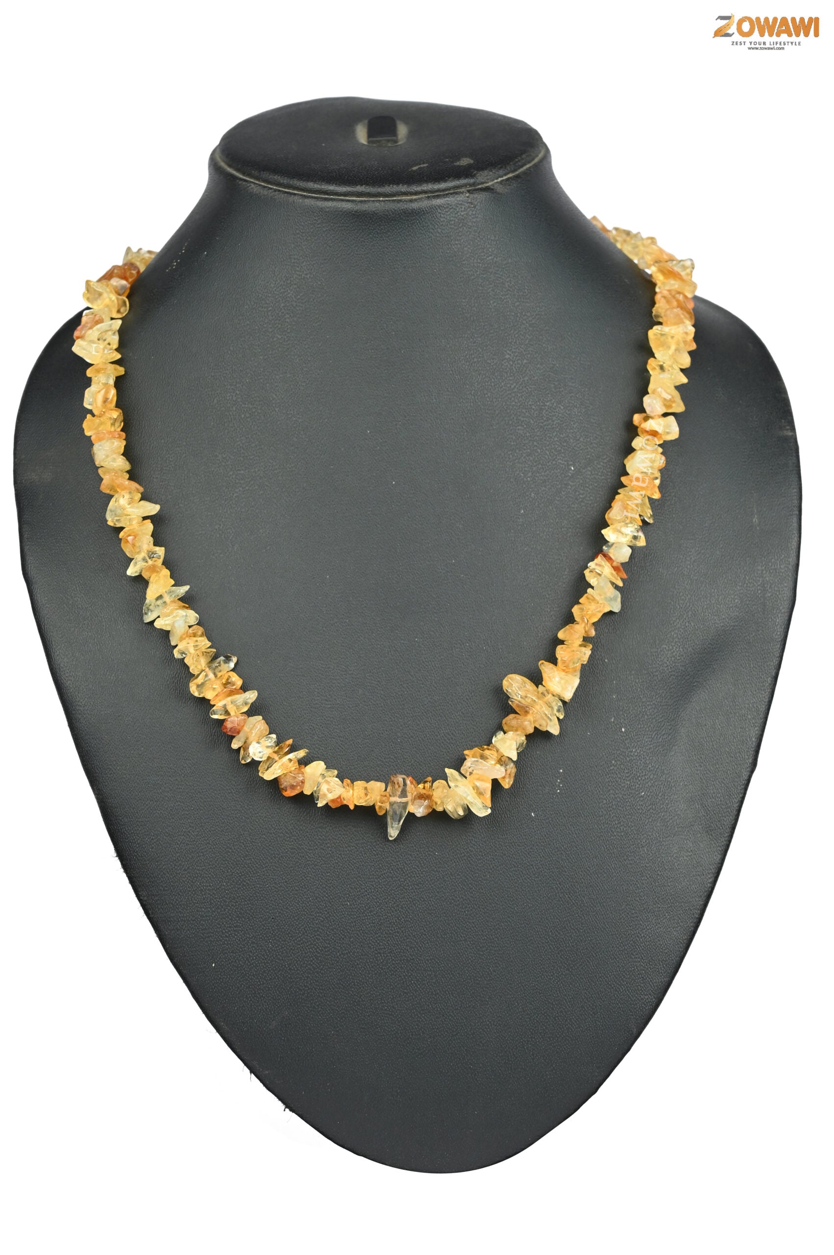 Premium Citrine Chips Necklace For Daily Wear
