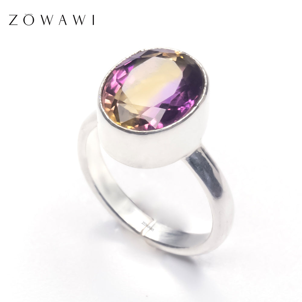 Energized Ametrine Ring In Sterling Silver With 925 Hallmark