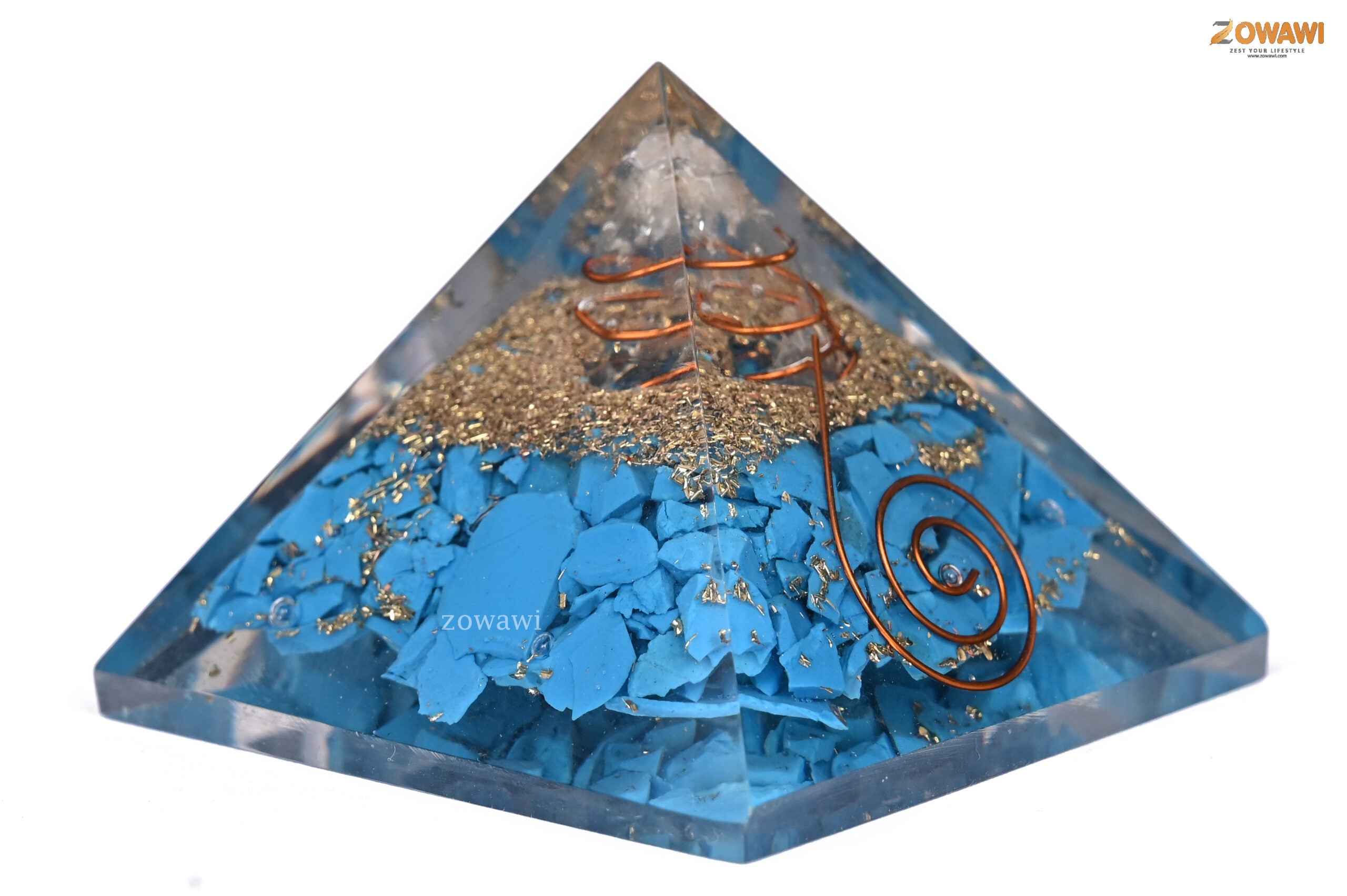 Energized Turquoise Orgonite Pyramid For Vaastu