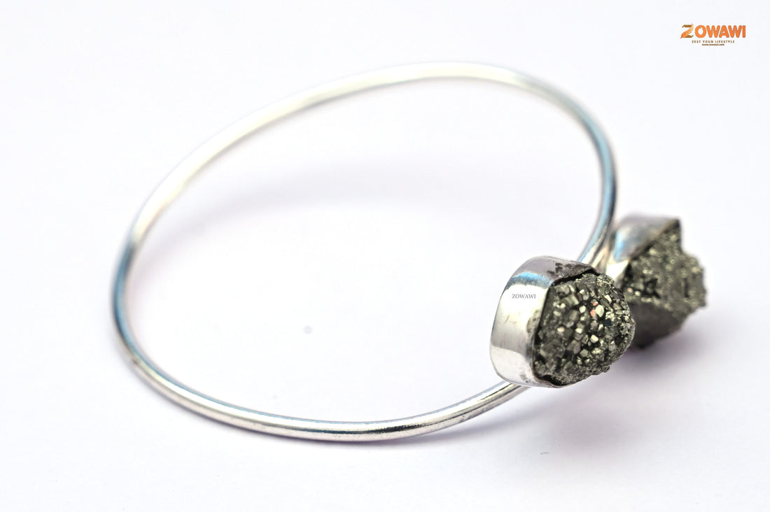 Natural Pyrite Sterling Silver Cuff Bracelet