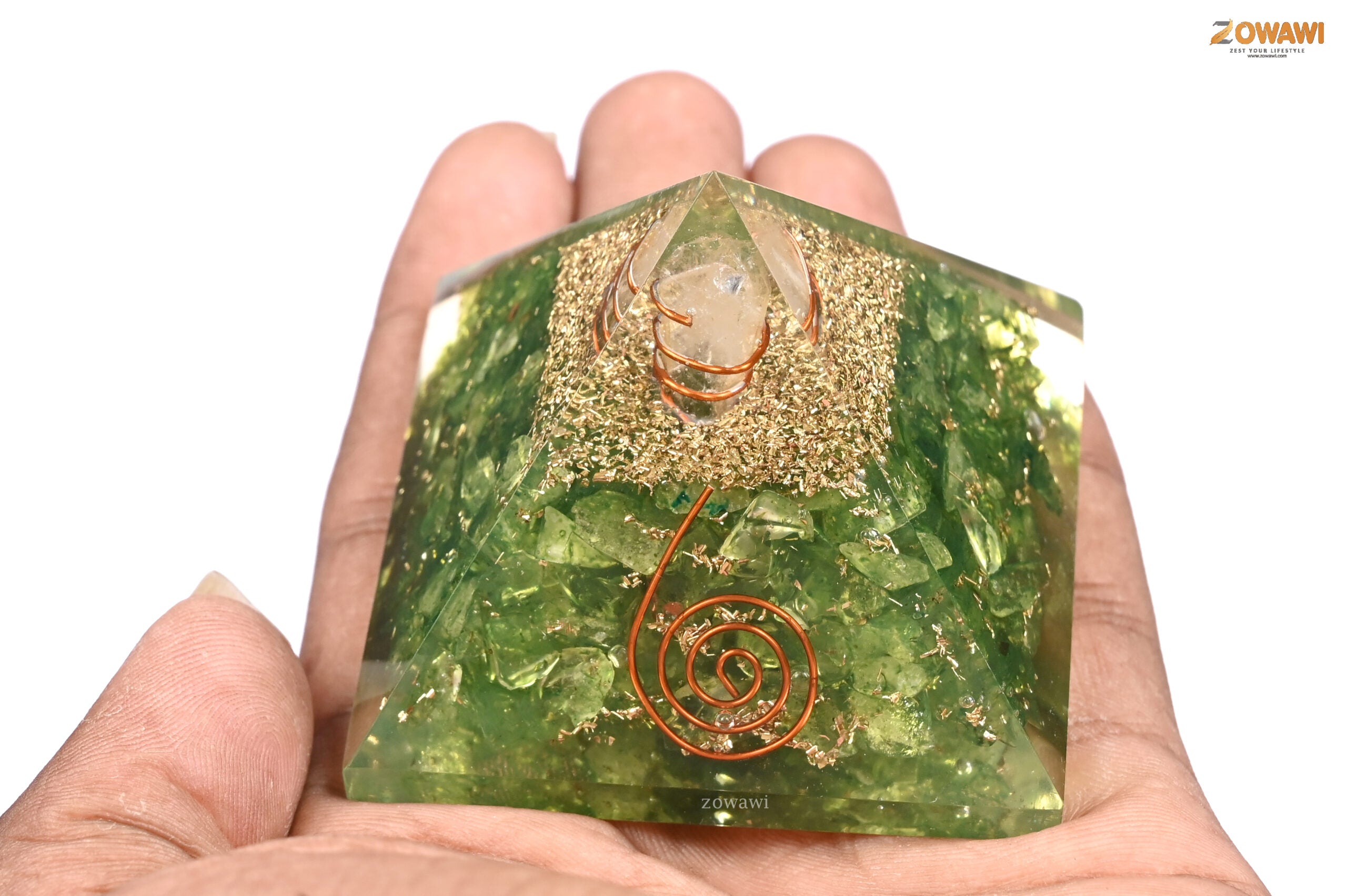 Energized Peridot Orgonite Pyramid
