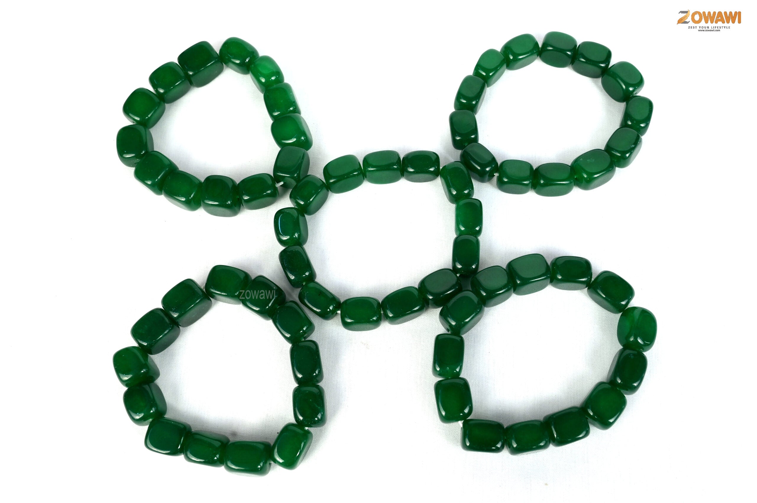Premium Natural Green Jade Pebbles Bracelet