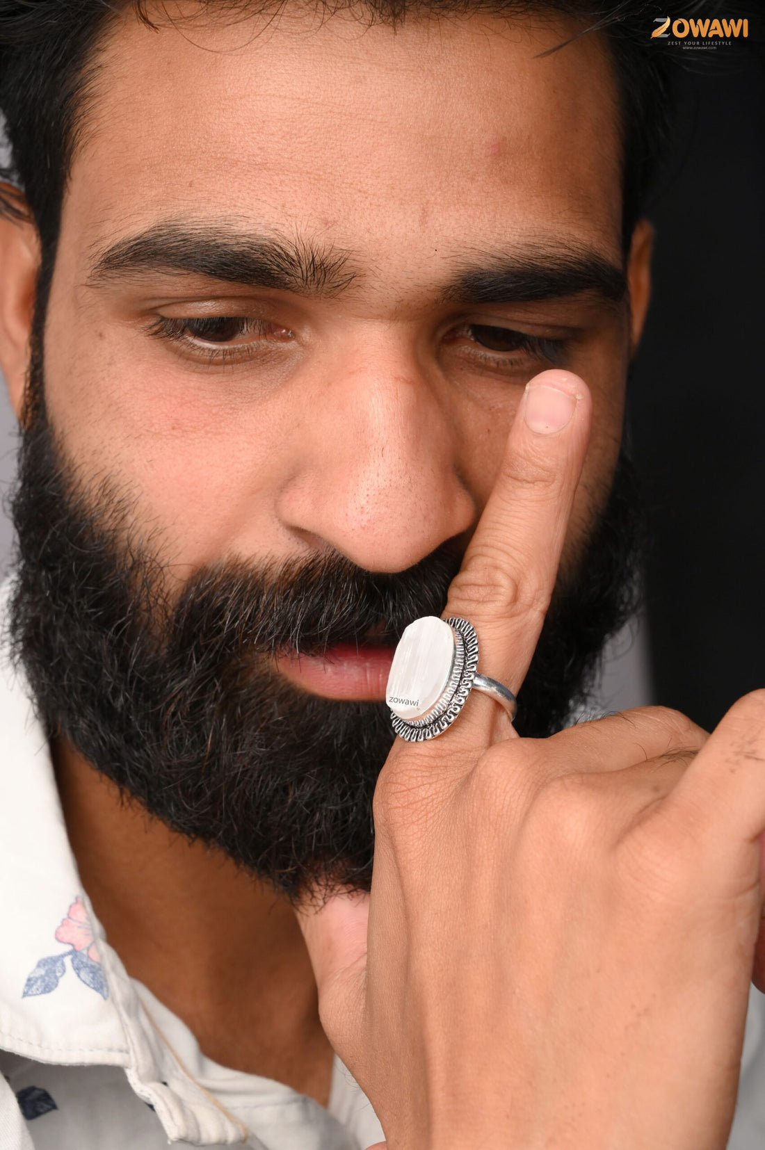 Natural Selenite Ring In Sterling Silver Unisex Ring
