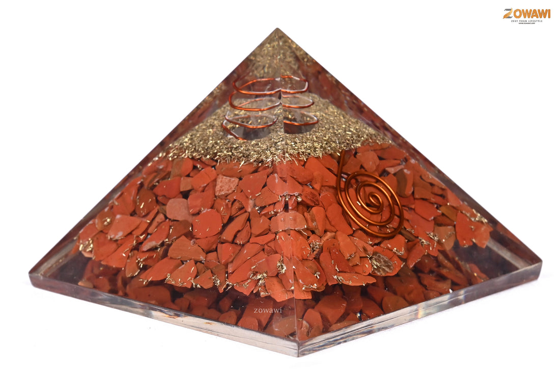 Energized Red Jasper Crystal Orgonite Pyramid