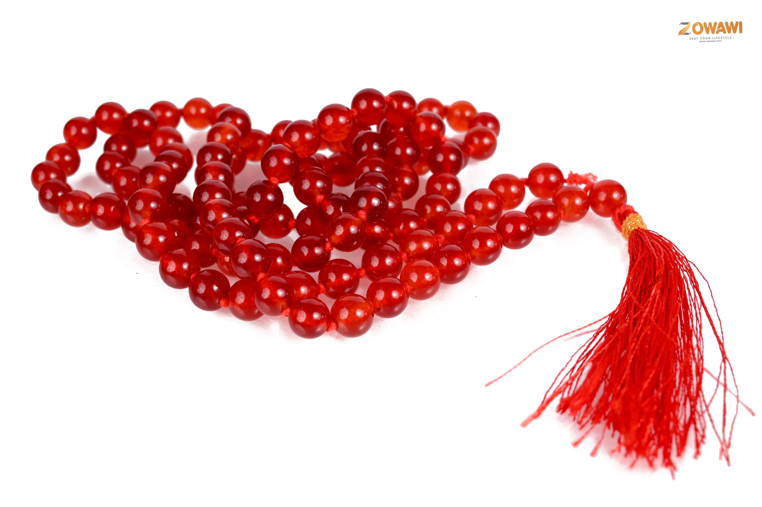 Natural Carnelian Mala Rosary 8mm Beads Size 108 +1 = 109 Beads