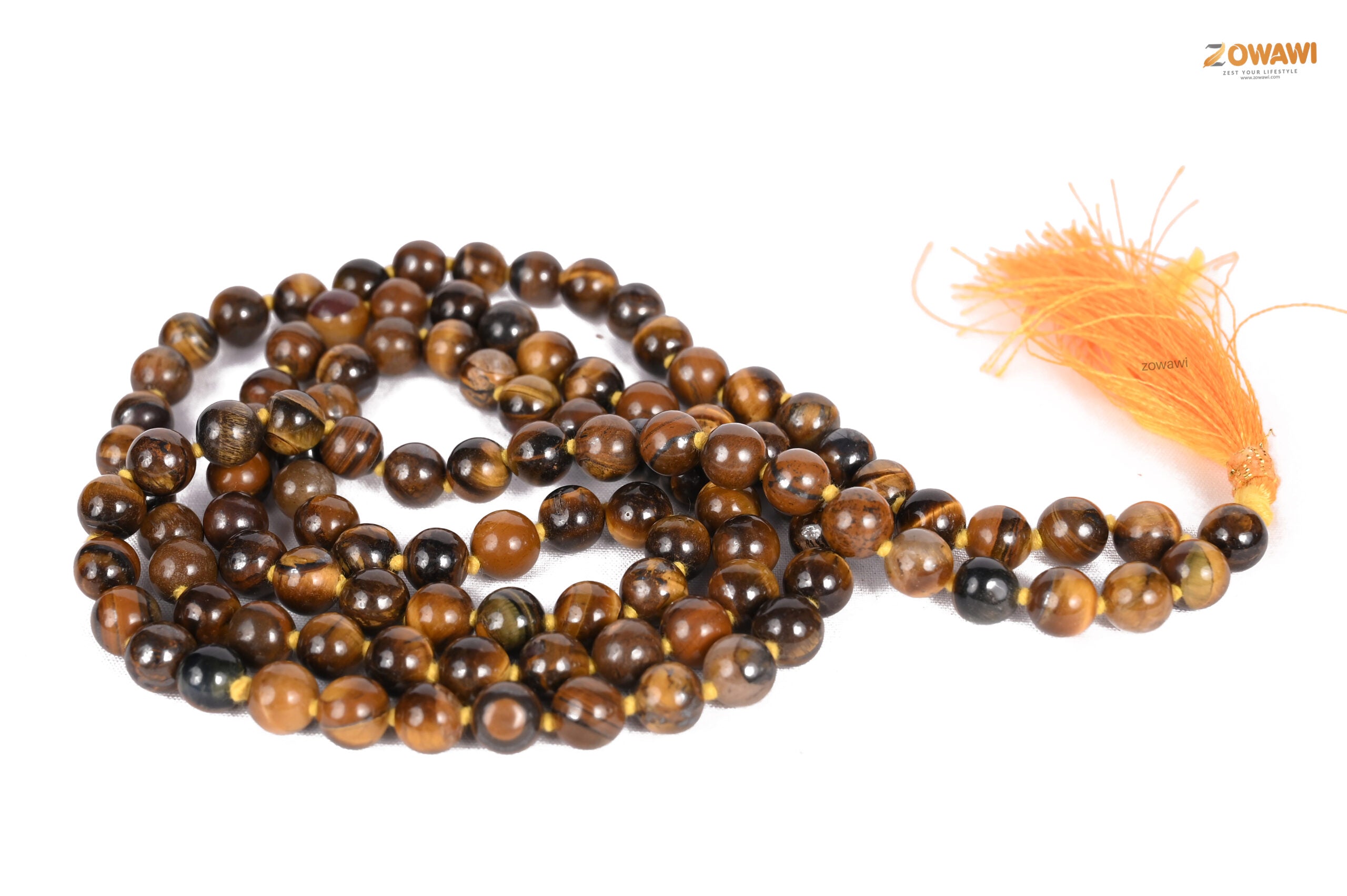Export Quality Natural Tiger Eye Mala 8mm Beads Size 108+1=109 Beads