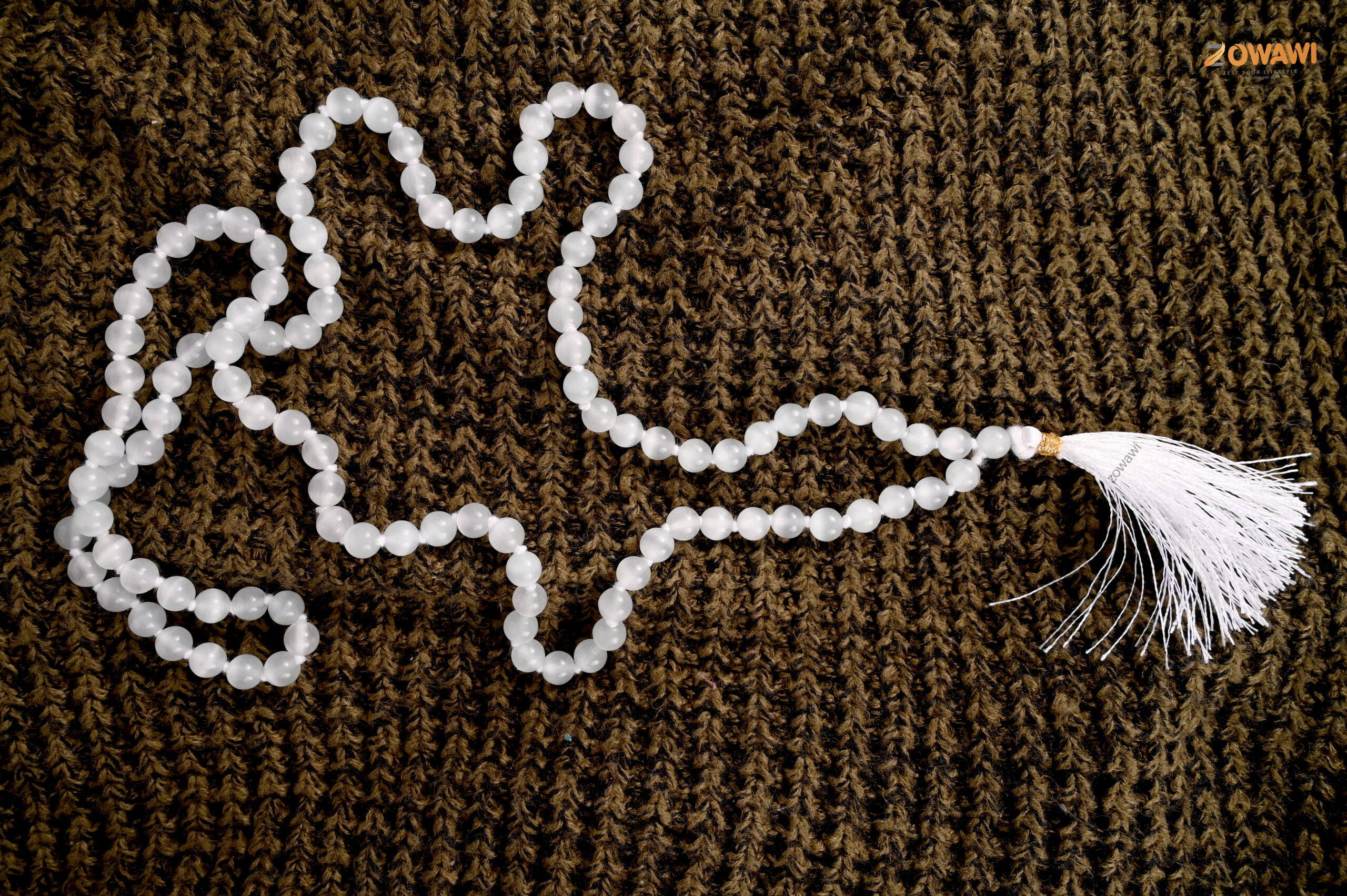 Export Quality Natural Selenite Mala 8mm Beads Size 108 + 1 = 109 Beads