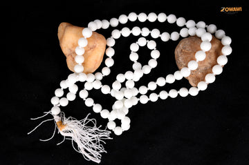 Export Quality Natural White Agate Mala 8mm Beads Size 108 + 1 = 109 Beads