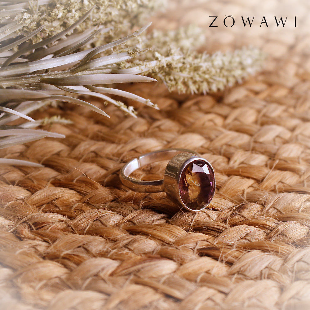 Energized Ametrine Ring In Sterling Silver With 925 Hallmark