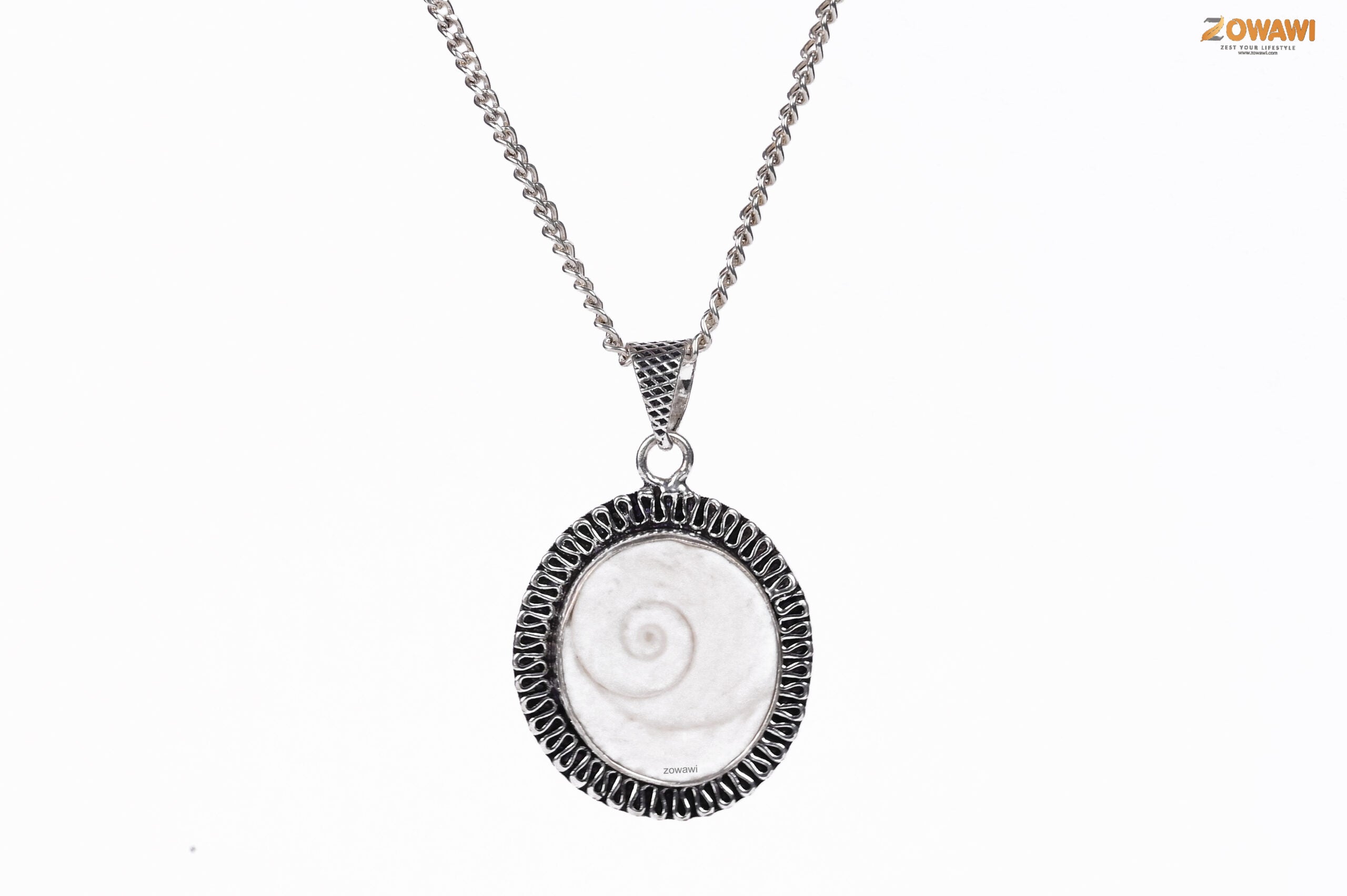 Natural Energized Gomti Chakra Pendant In Sterling Silver