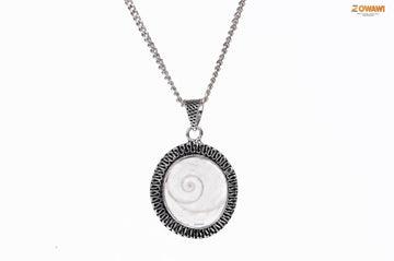 Natural Energized Gomti Chakra Pendant In Sterling Silver