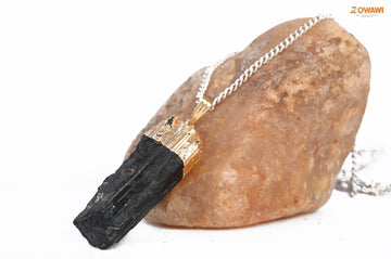 Natural Black Tourmaline Raw Pendant