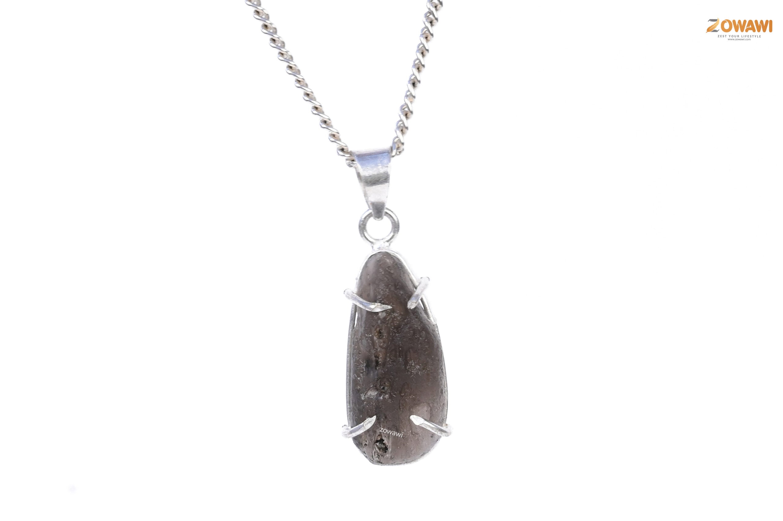 Natural Tektite Meteorite Crystal Pendant In Sterling Silver