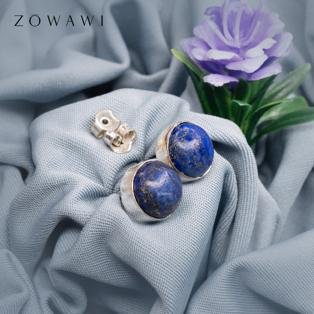 Energized Natural Lapis Studd Earrings
